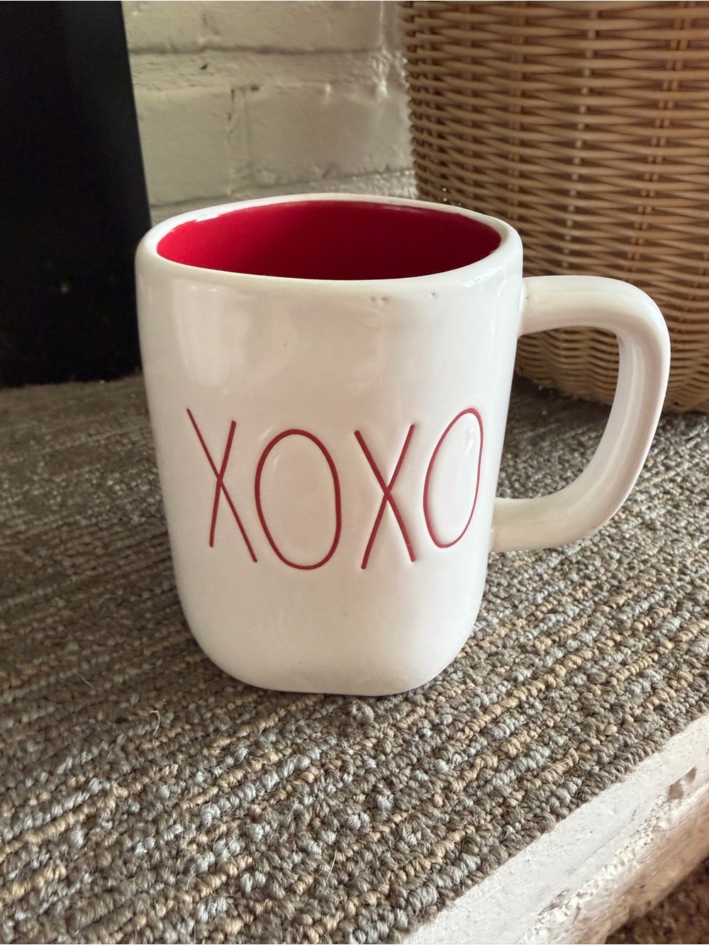 Rae Dunn XOXO Cream Mug with Red Interior